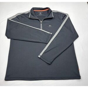 Quiksilver Mens XL Quarter Zip Pullover Gray Stripe Long Sleeve Performance Top